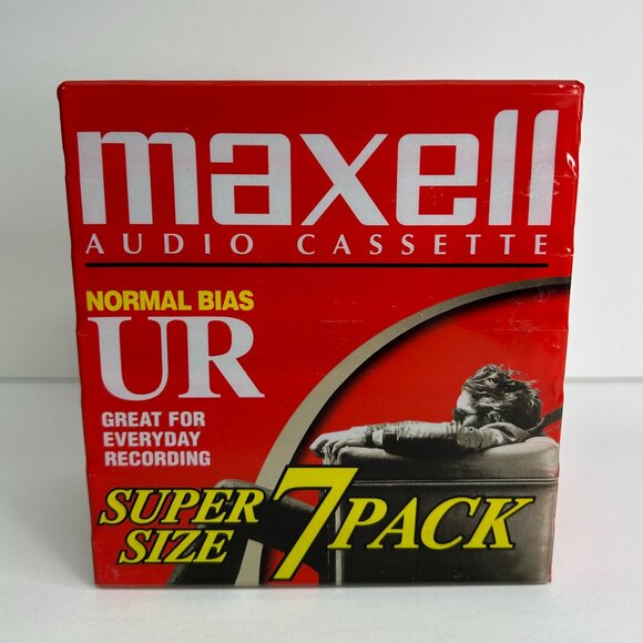 Maxell UR Normal-Bias Audio Cassette Tapes 90 mins Pack of 7 - Picture 1 of 5